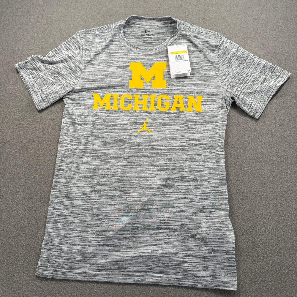 Jordan Michigan Wolverines Dri-FIT Shirt Mens Size S Grey NKPQ-06G-MWN-DT4